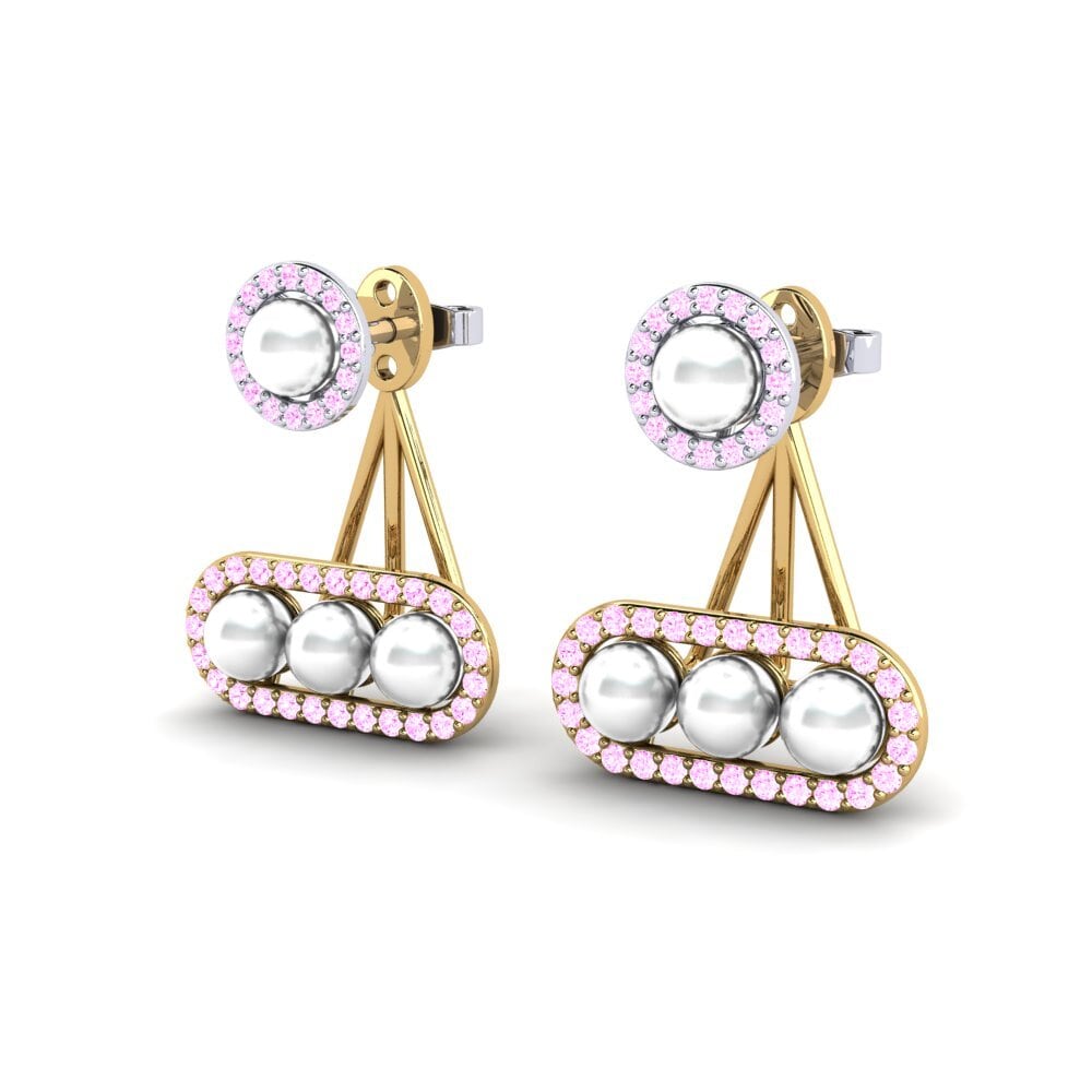 14ct Yellow & White Gold Pink Sapphire Women's Earring Porath