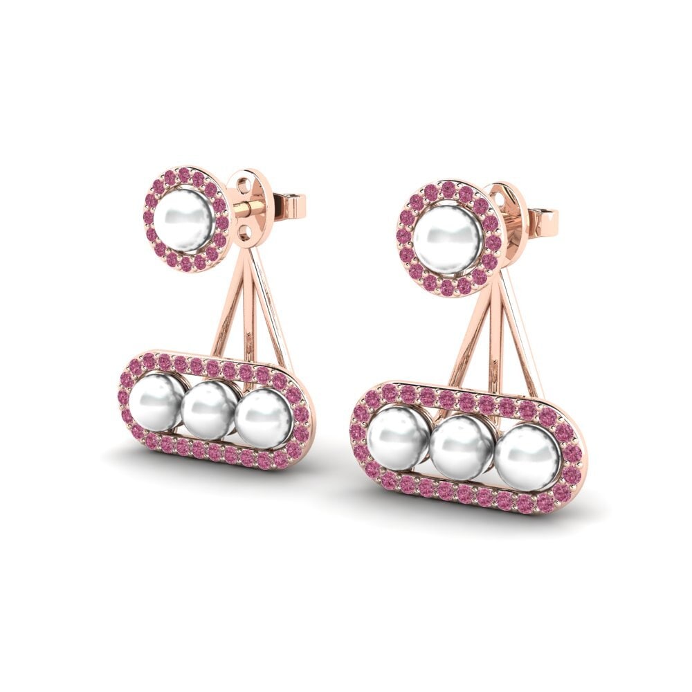 14k Oro Rosa Granate Rhodolite Pendiente de mujer Porath