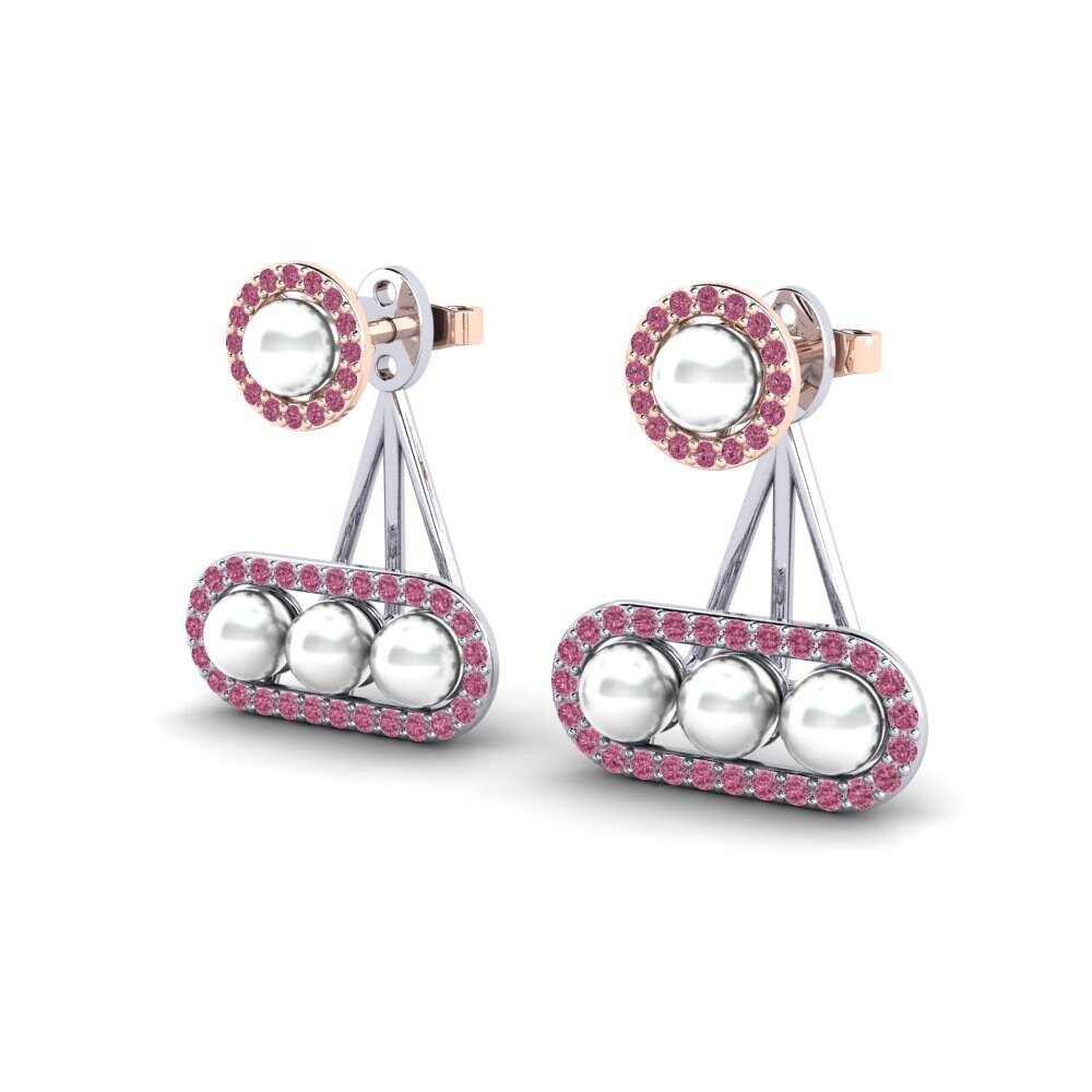 9ct White & Rose Gold Rhodolite Garnet Women's Earring Porath