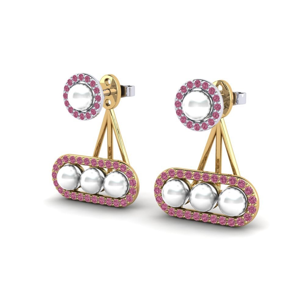 9ct Yellow & White Gold Rhodolite Garnet Women's Earring Porath