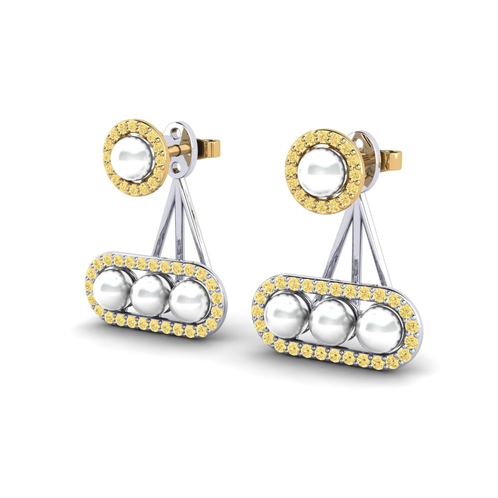 18ct White & Yellow Gold Yellow Diamond Women's Earring Porath