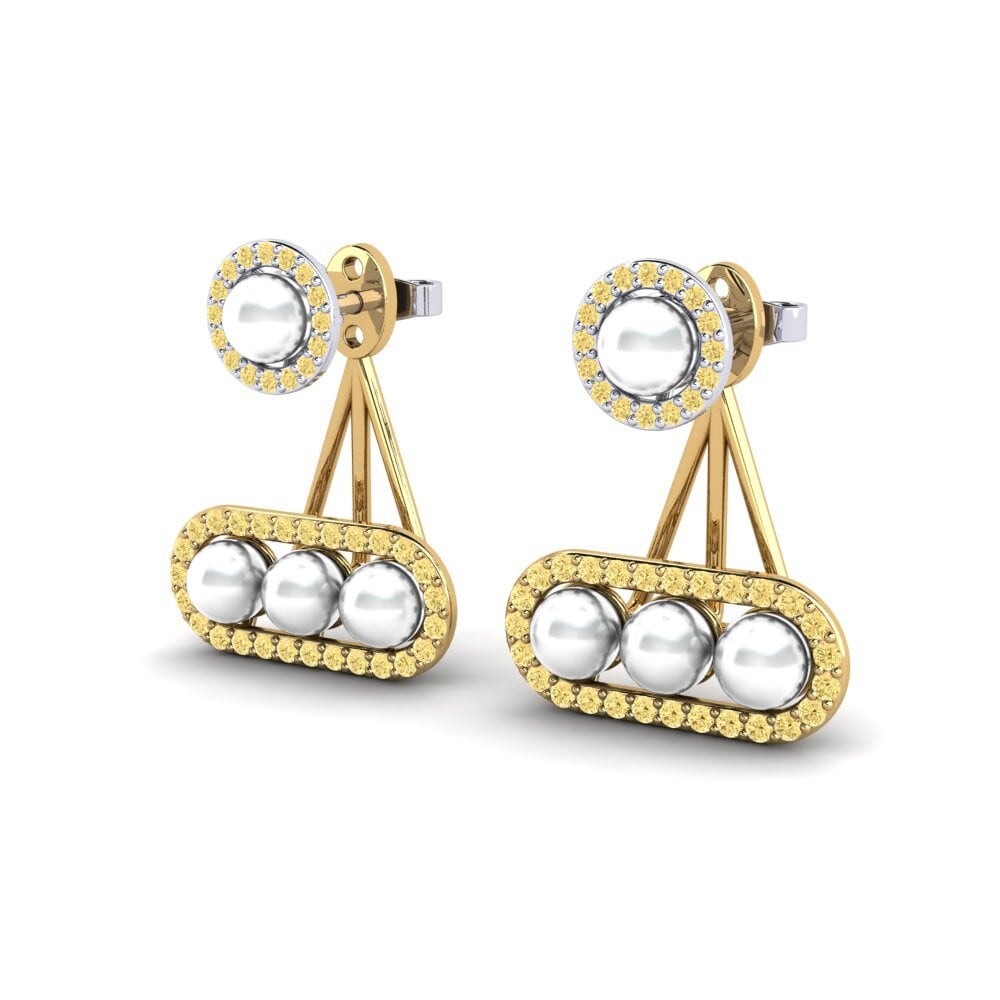 18ct Yellow & White Gold Yellow Diamond Women's Earring Porath