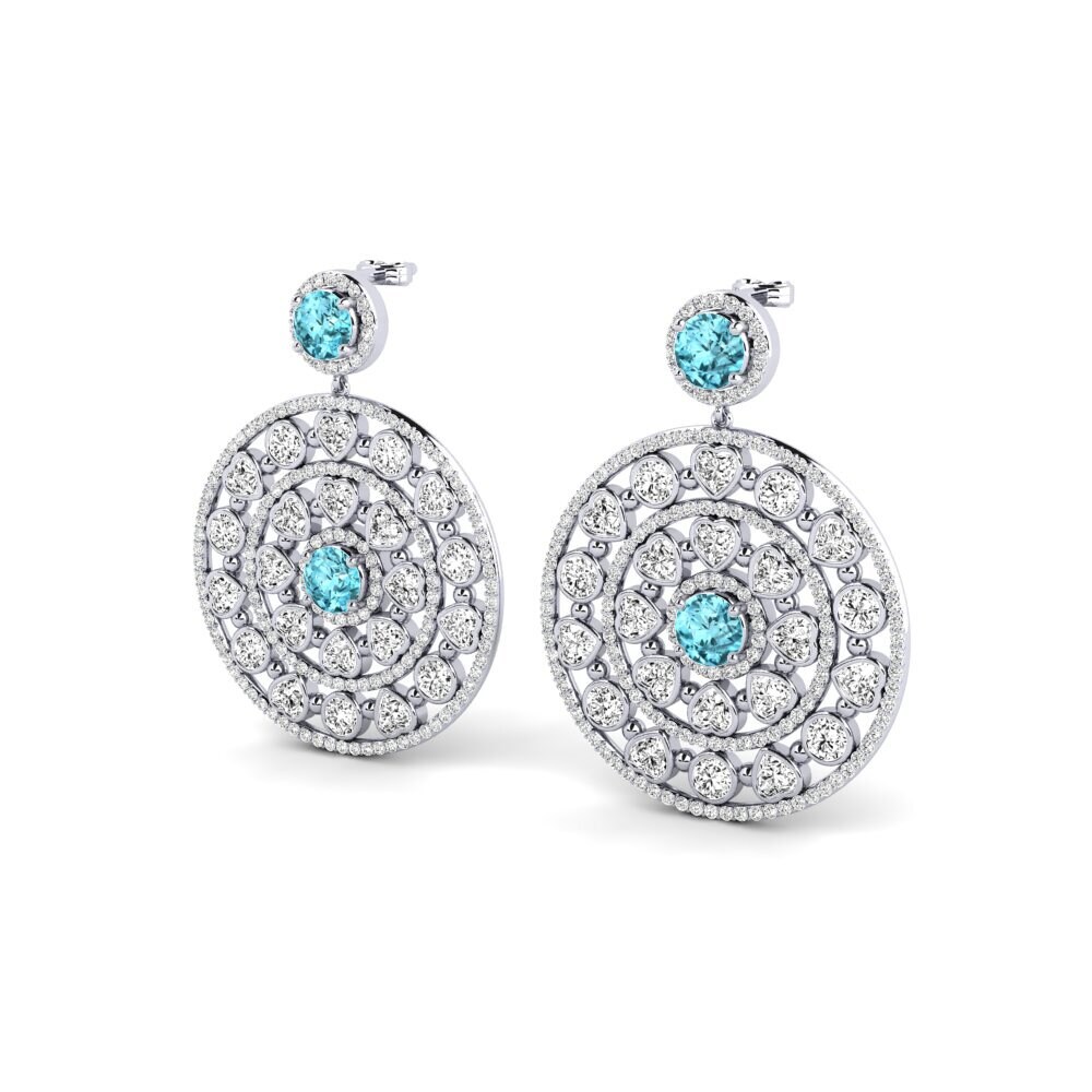 18k Oro Blanco Circón Azul Pendiente de mujer Rexa