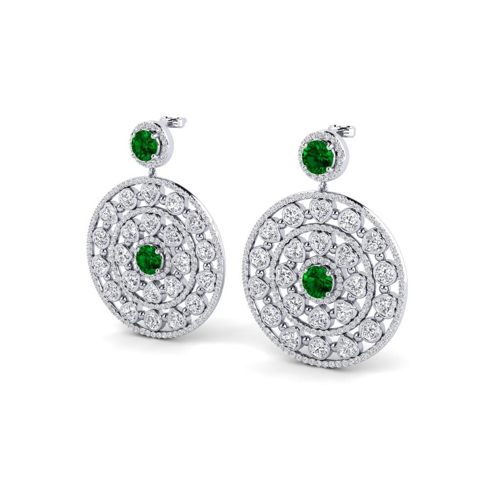 18k Oro Blanco Circonita Verde Pendiente de mujer Rexa
