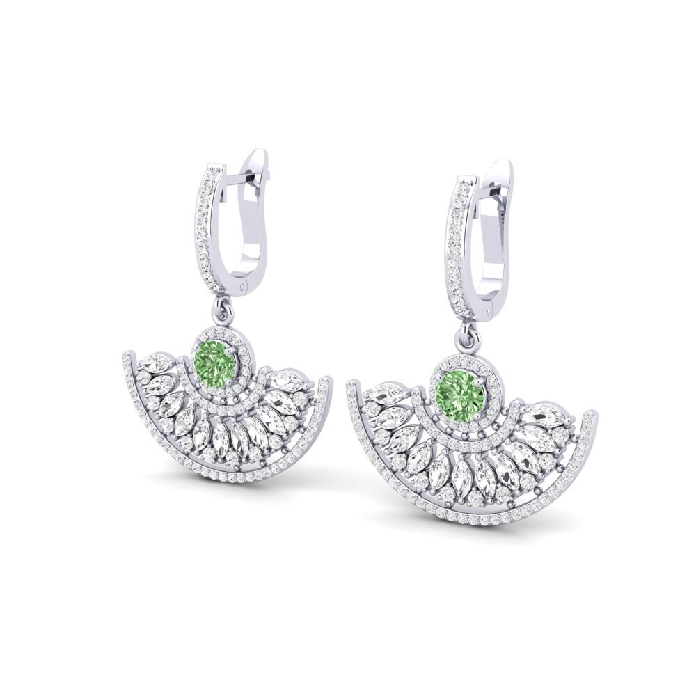 Diamante Verde Brincos Feminino Reynar