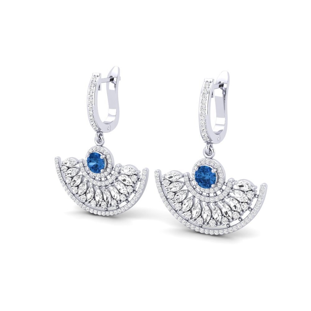 Zircônia azul escuro Brincos Feminino Reynar