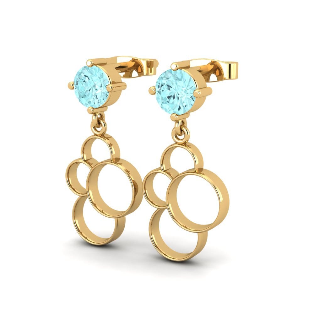 14ct Yellow Gold Aquamarine Women's Earring Seble