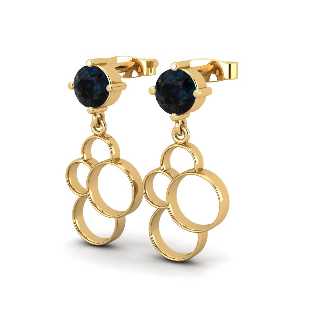 14ct Yellow Gold Black Opal Women's Earring Seble