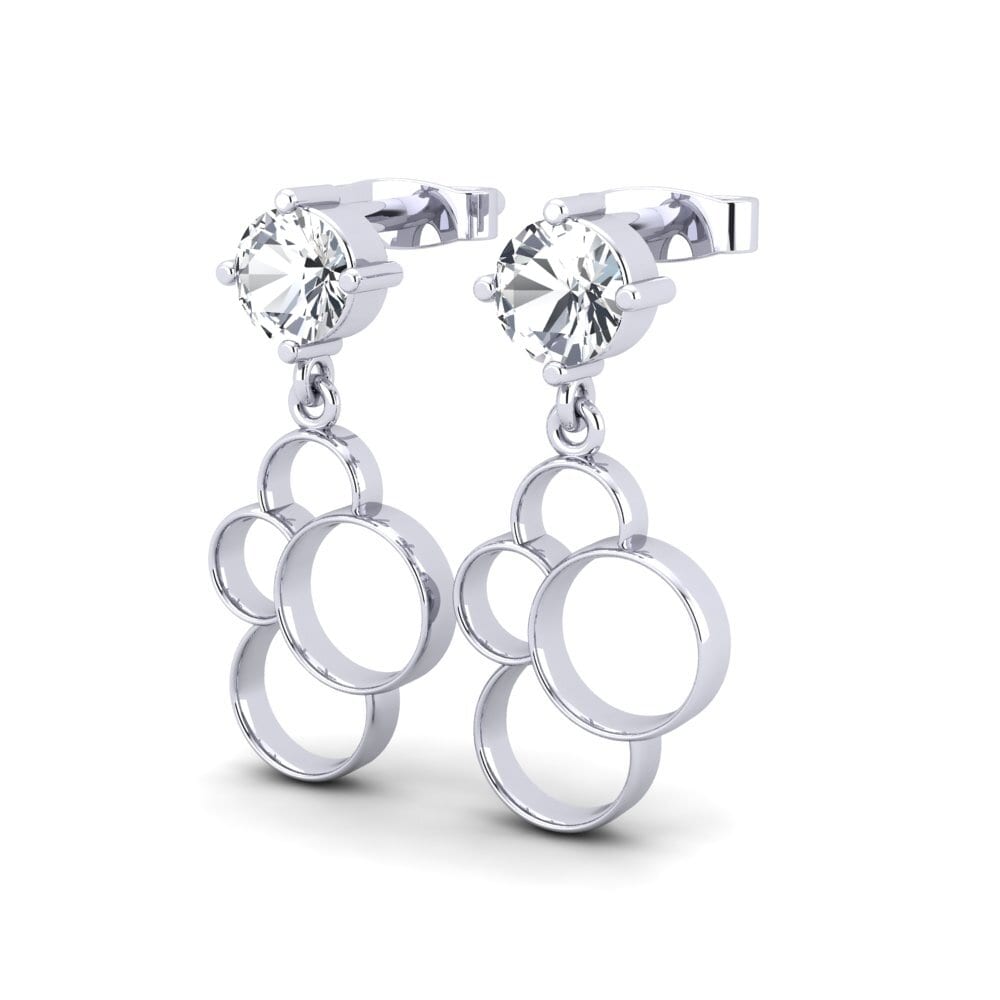 14k Oro Blanco Circón Blanco Pendiente de mujer Seble
