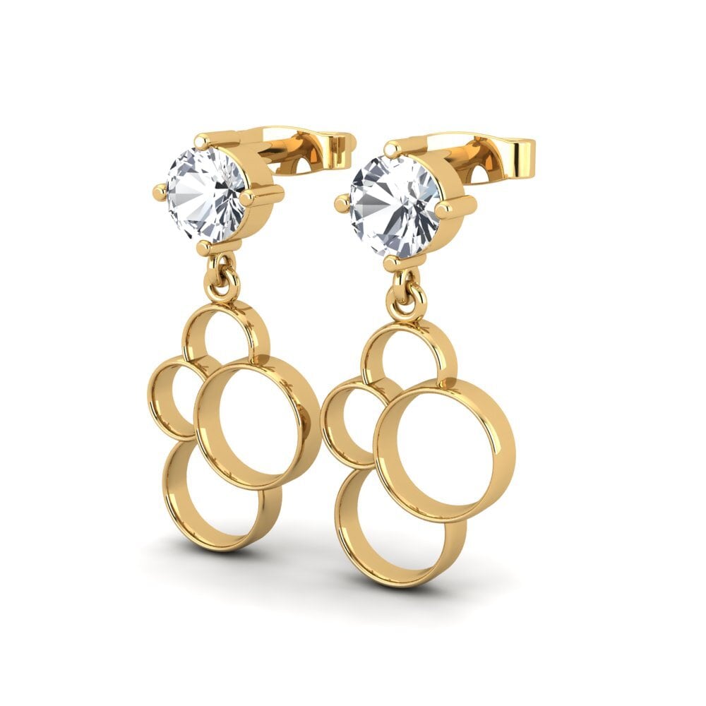 14ct Yellow Gold White Zircon Women's Earring Seble