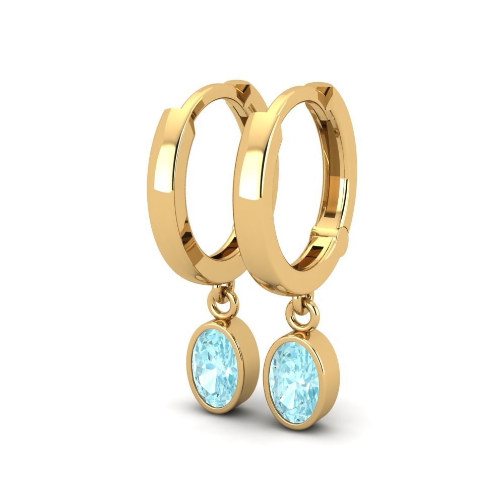 14k Oro Amarillo Aguamarina Pendiente de mujer Wayna - Oval