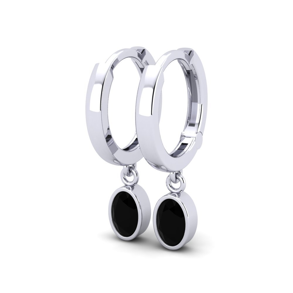 Ovalado Zafiro negro Pendiente de mujer Wayna - Oval