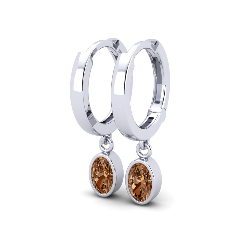 Ovalado Diamante café Pendiente de mujer Wayna - Oval