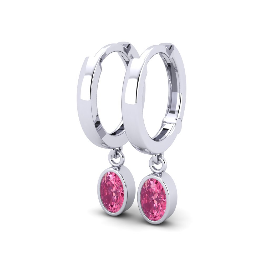 Ovalado Turmalina rosa Pendiente de mujer Wayna - Oval