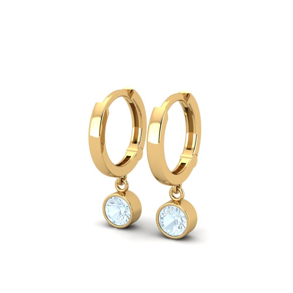 14k Oro Amarillo Aguamarina Pendiente de mujer Wayna - Round
