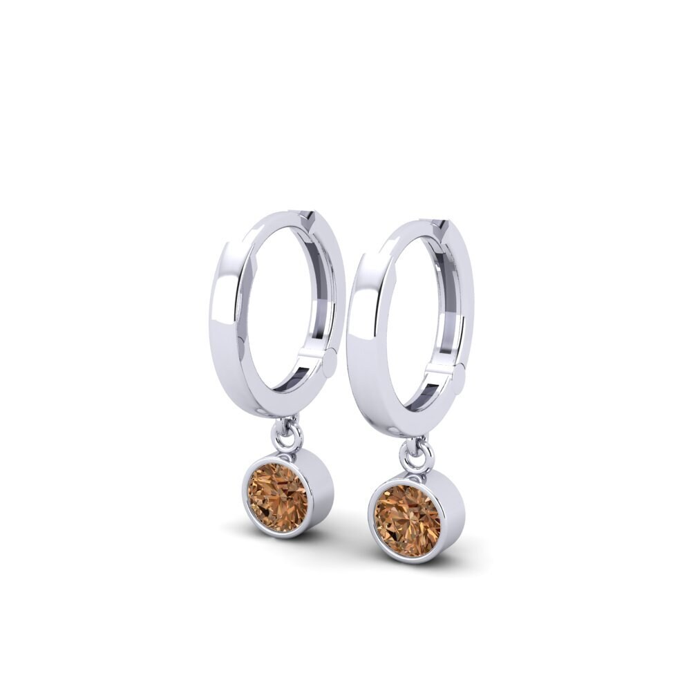 Diamante café Pendiente de mujer Wayna - Round