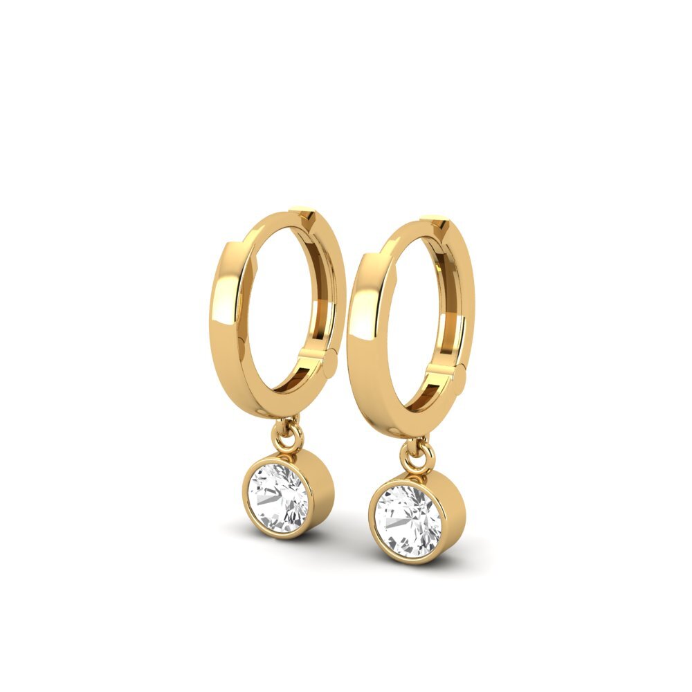 yellow-375 diamante-safira Brincos Feminino Wayna - Round