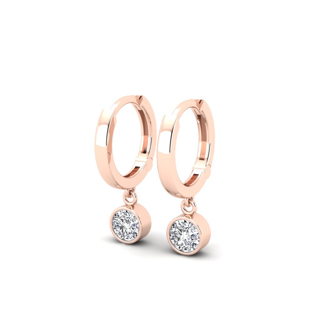 18ct Rose Gold Women's Earring Wayna - Round