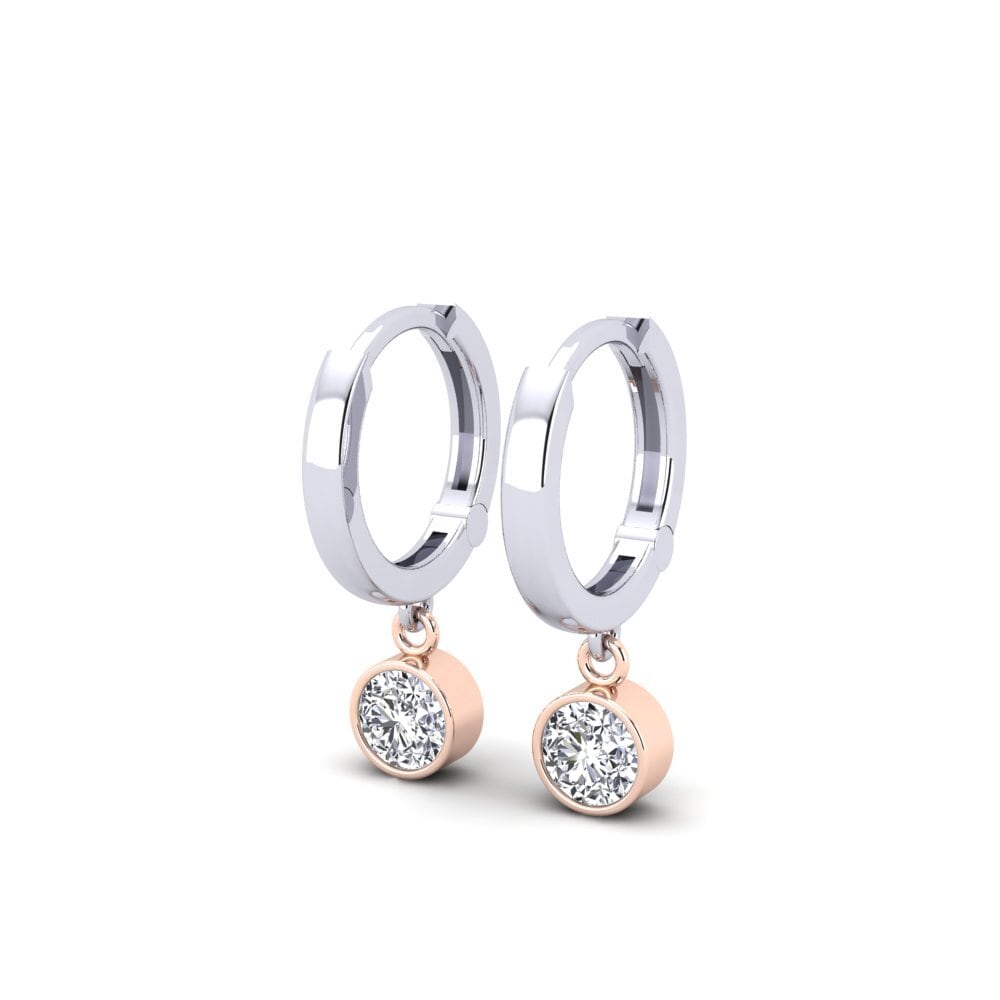 18ct White & Rose Gold Women's Earring Wayna - Round