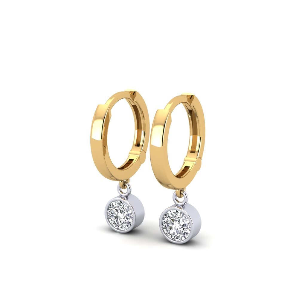 14k Oro Amarillo/Blanco Redondo Pendiente de mujer Wayna - Round