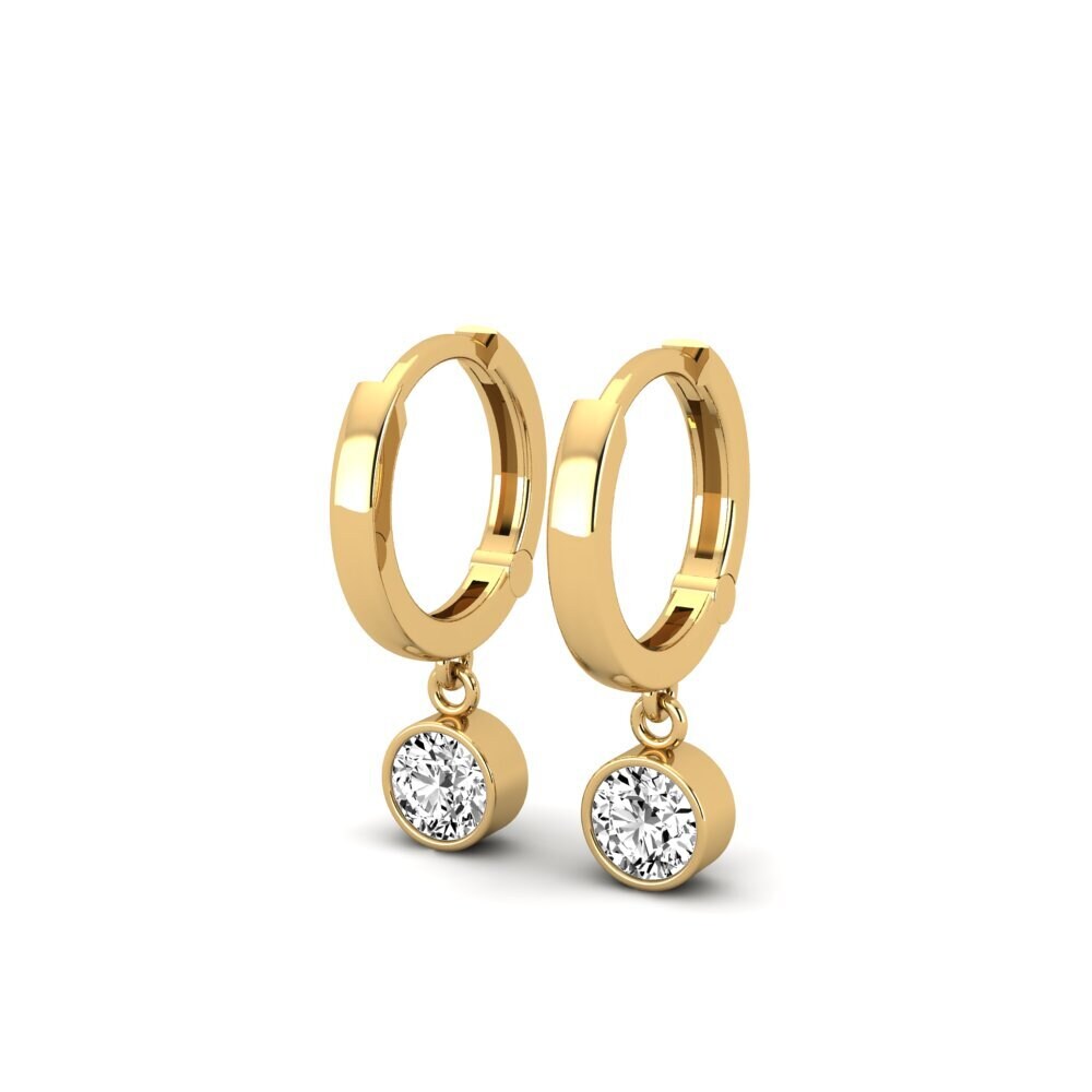 9k Oro Amarillo Moissanita Pendiente de mujer Wayna - Round