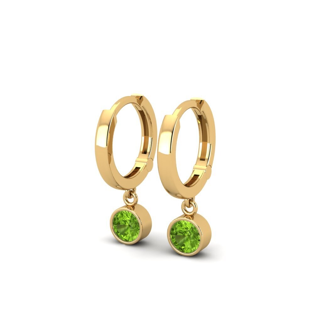 14k Oro Amarillo Peridoto Pendiente de mujer Wayna - Round