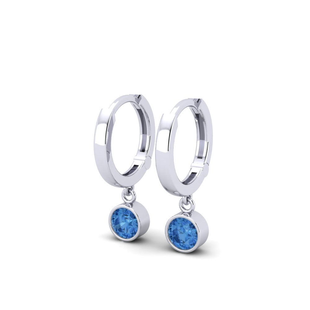 Dark Blue Zirconia Women's Earring Wayna - Round