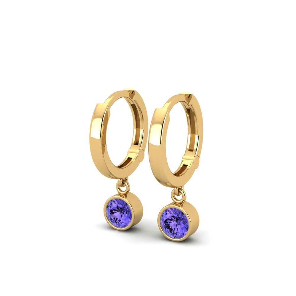 18k Oro Amarillo Tanzanita Pendiente de mujer Wayna - Round