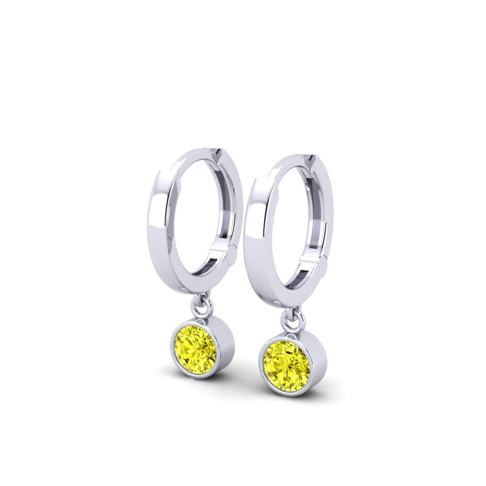 Diamante Amarillo Pendiente de mujer Wayna - Round