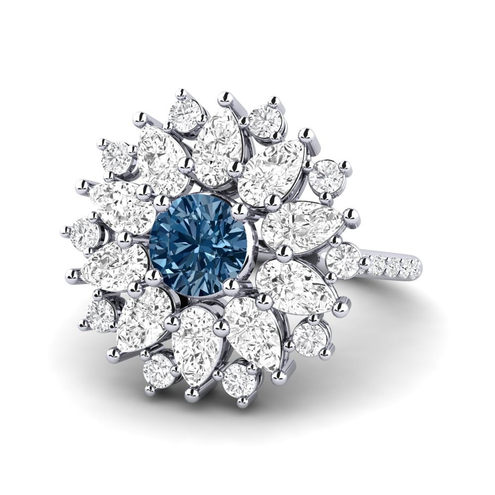 White Silver Blue Diamond Ring Amarok