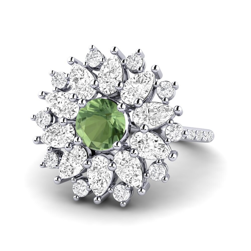 White Silver Green Sapphire Ring Amarok