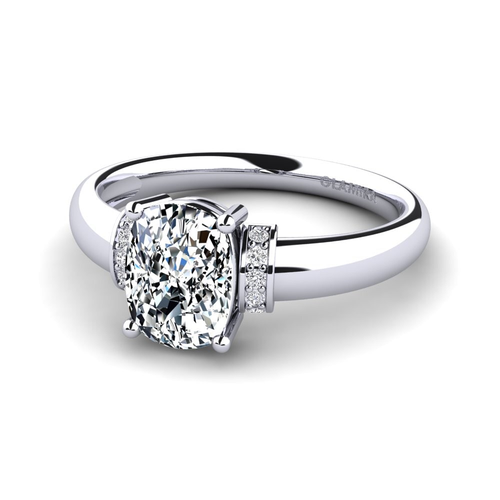 Bague De Fiançailles Solitaire Argent 925 - Zircone Octogone Blanc - Taille 7 - Neuf Sans Boîte