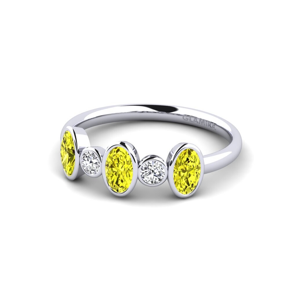 Diamante Amarelo Anel de Noivado Awasa