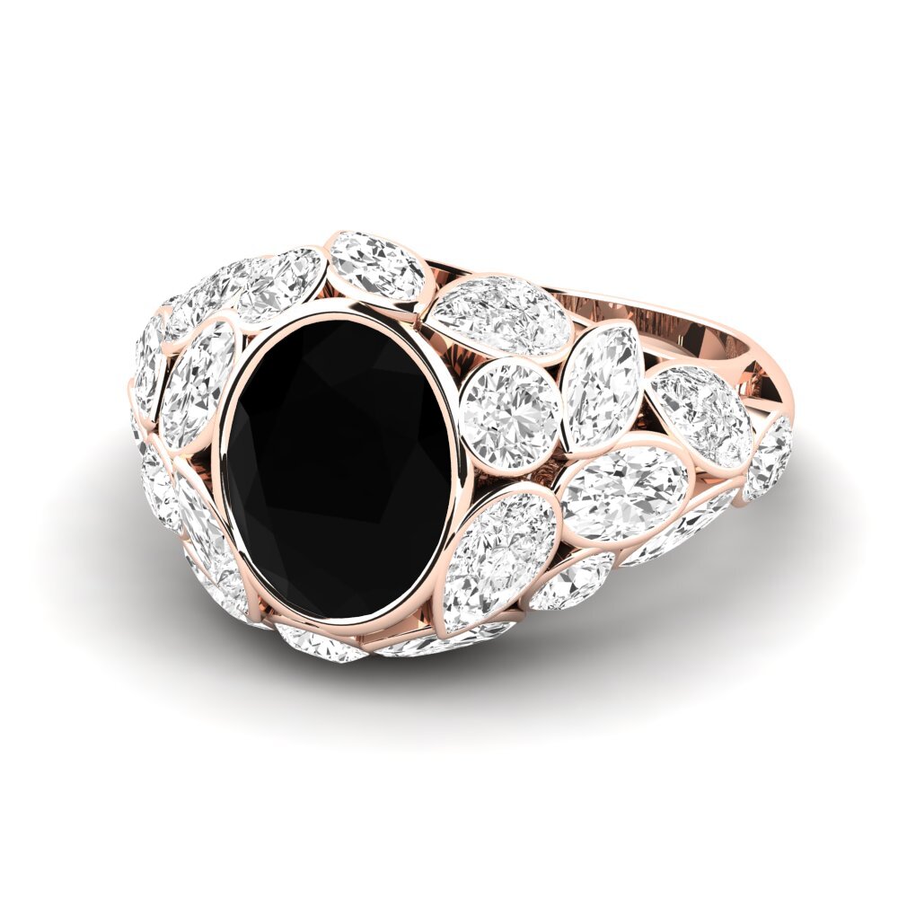 9k Rose Gold Black Onyx Engagement Ring Beumer