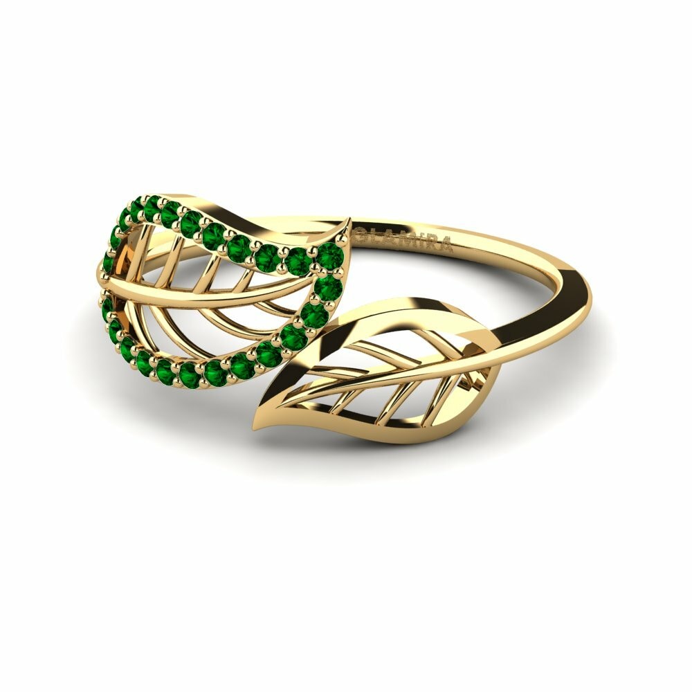 Bagues Or Jaune 18k Zircone Vert Mode