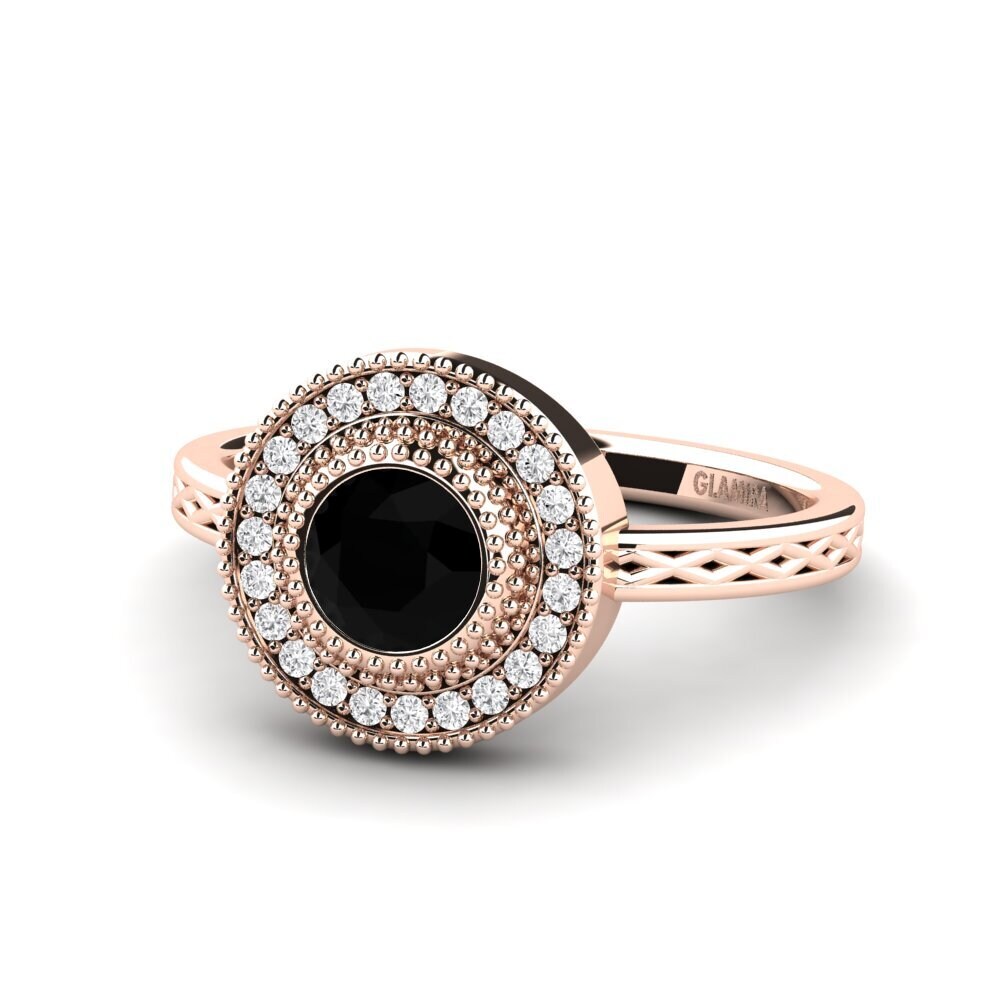 9k Rose Gold Black Onyx Engagement Ring Destinesia