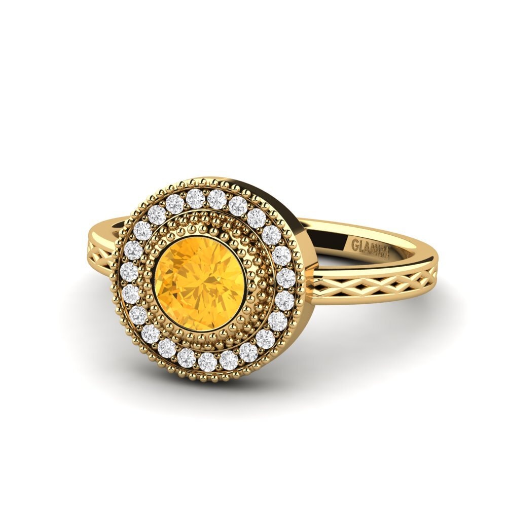 14k Oro Amarillo Anillo de compromiso Destinesia