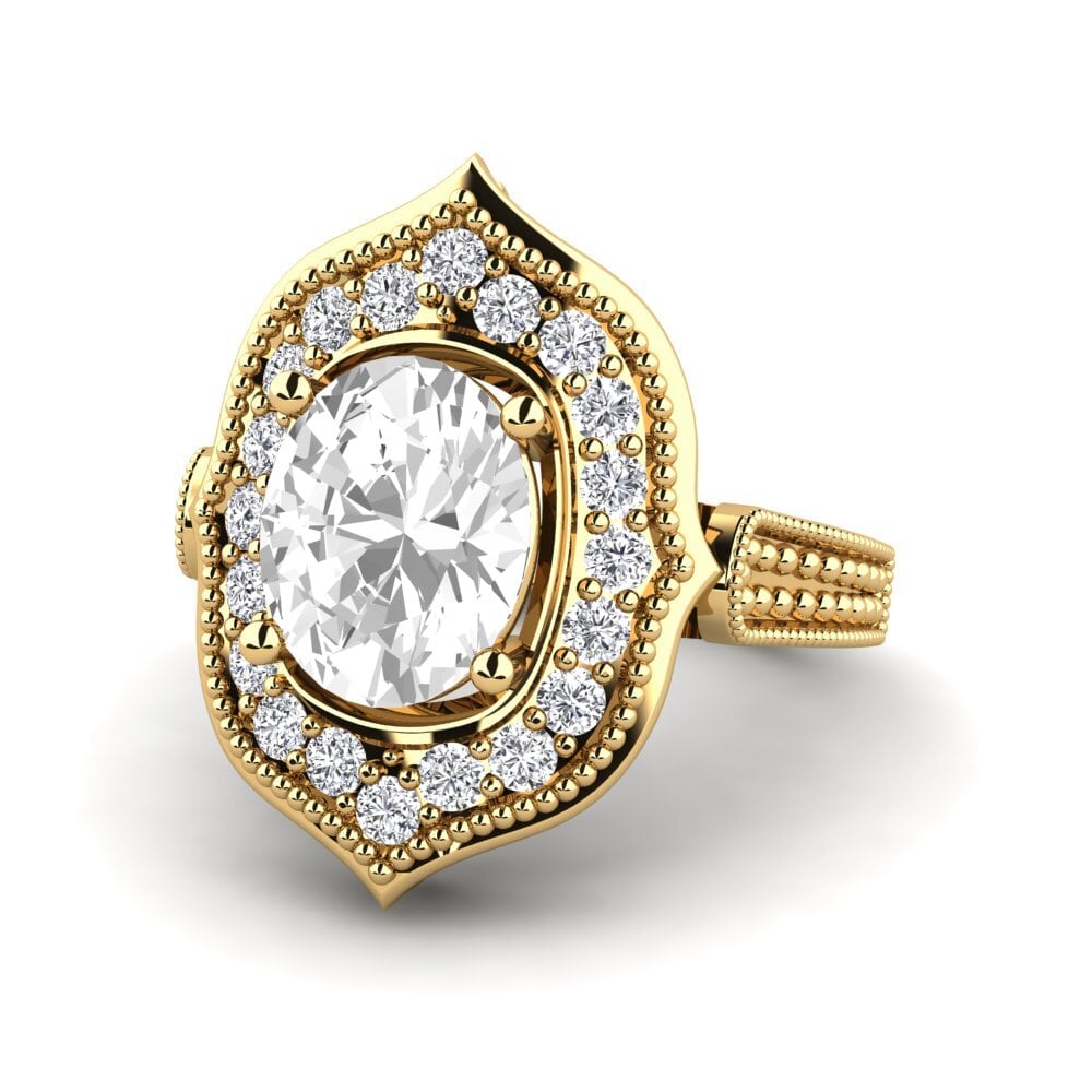 9k Oro Amarillo Topacio blanco Anillo de compromiso Dwarrenson