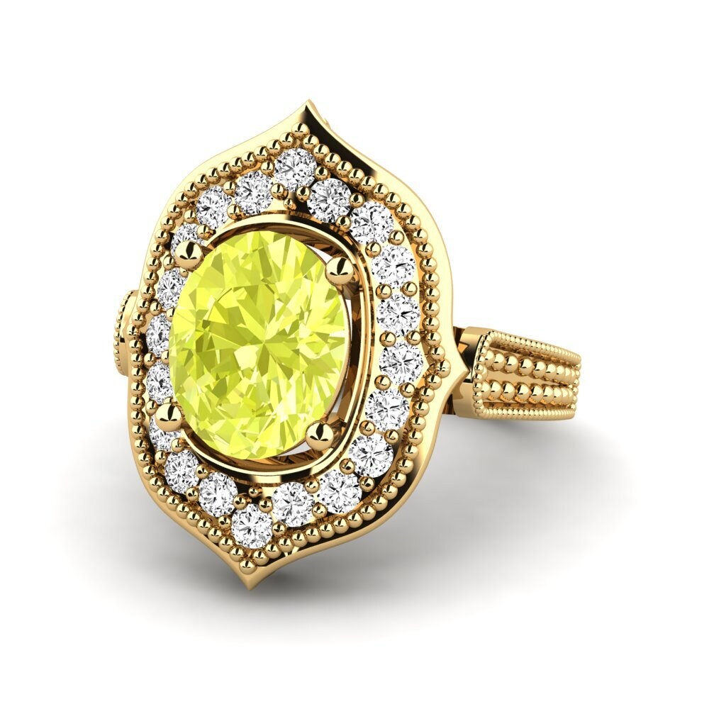14k Oro Amarillo Cuarzo Limón Anillo de compromiso Dwarrenson