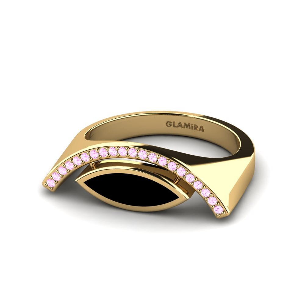Bagues Or Jaune 14k Saphir Rose Mode