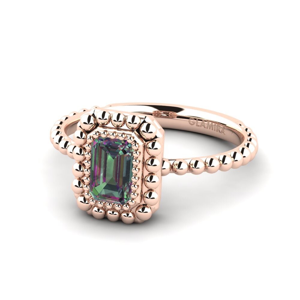 14k Oro Rosa Topacio Místico Anillo de compromiso Icy