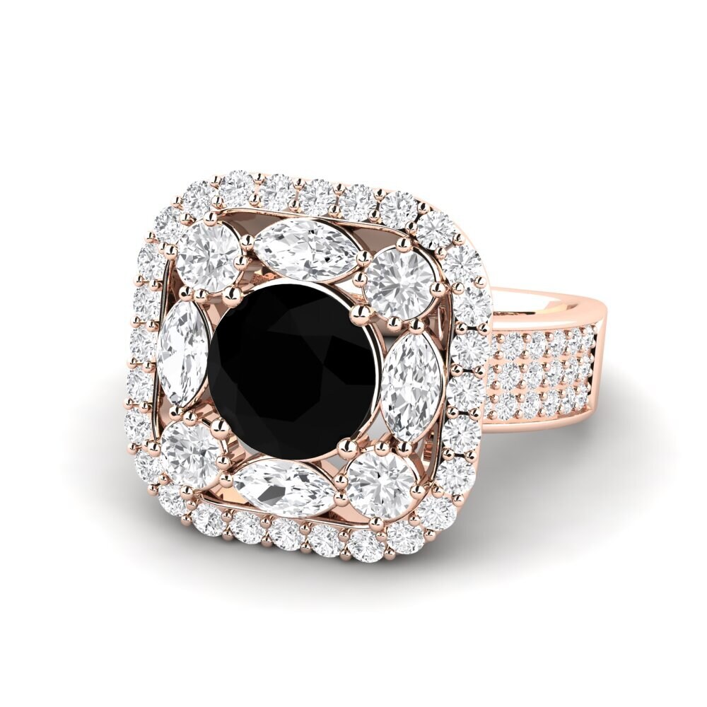 9k Rose Gold Black Onyx Engagement Ring Rowides
