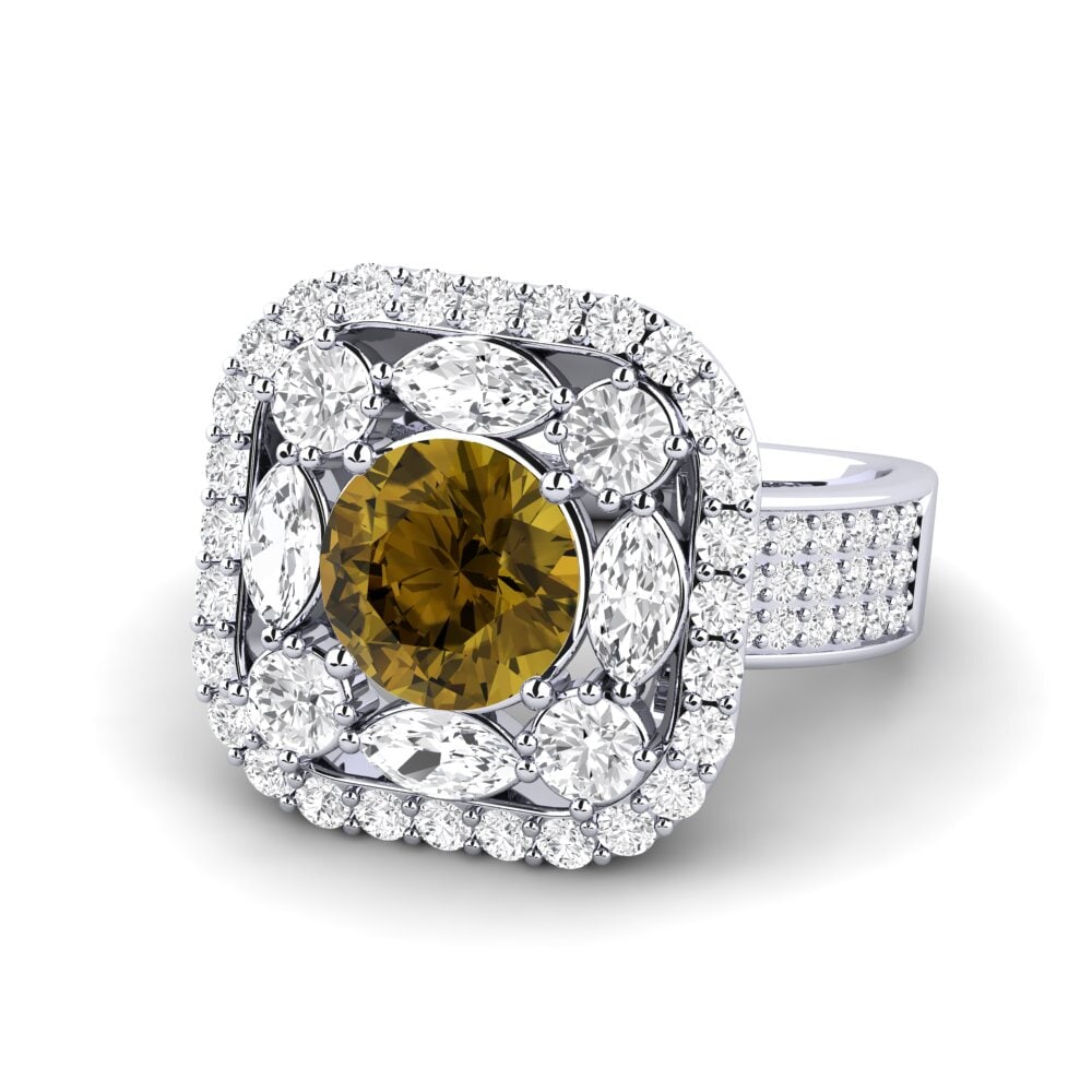 White Silver Engagement Ring Rowides