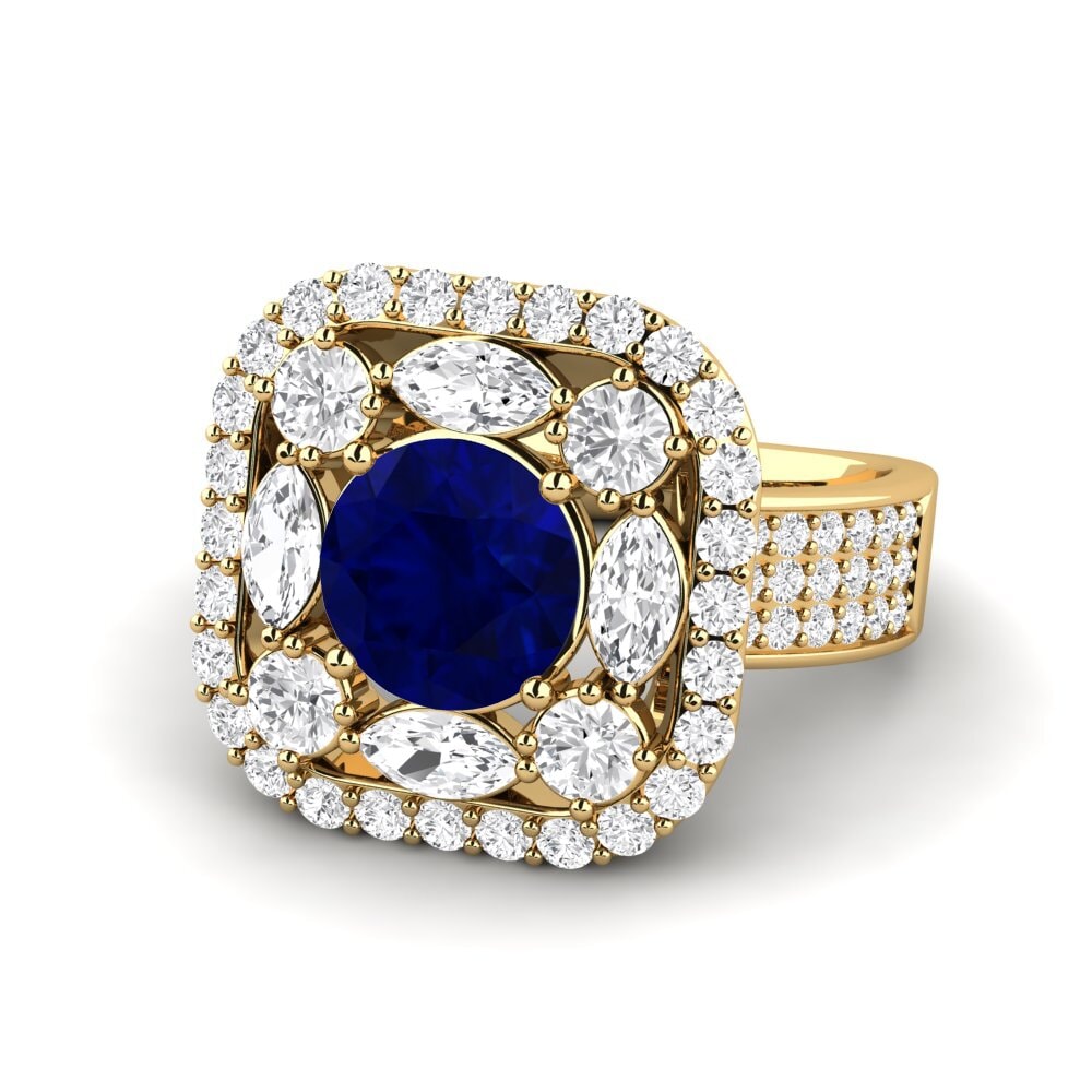 14k Oro Amarillo Anillo de compromiso Rowides
