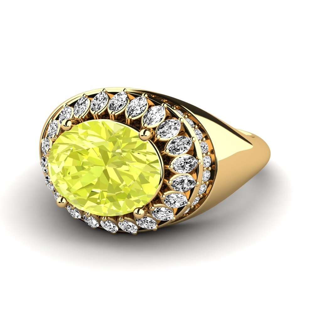 14k Oro Amarillo Cuarzo Limón Anillo de compromiso Rumer