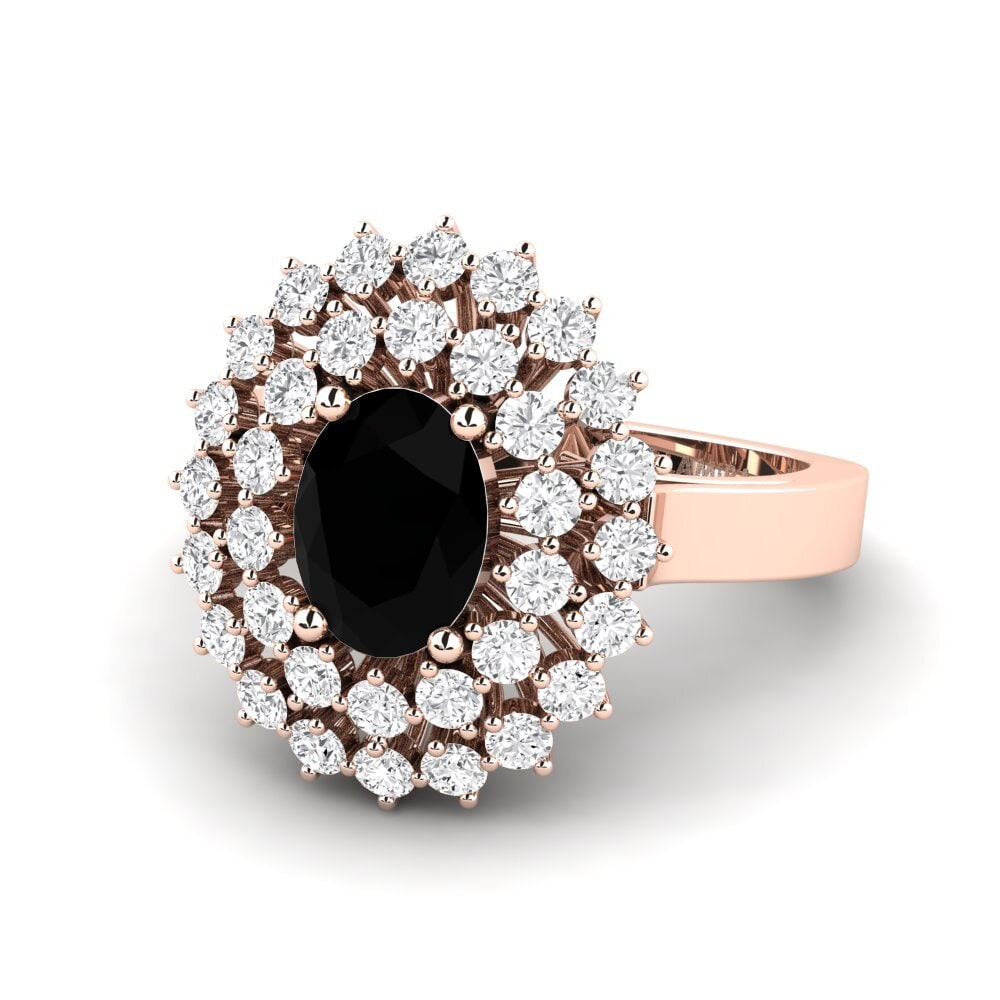 9k Rose Gold Black Onyx Engagement Ring Serenaz