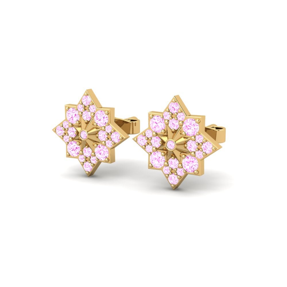 18k Oro Amarillo Zafiro Rosado Pendiente de mujer Oblivion