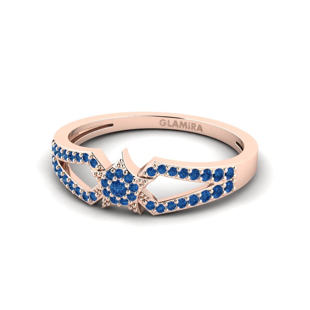 Zircônia azul escuro Anel Padme