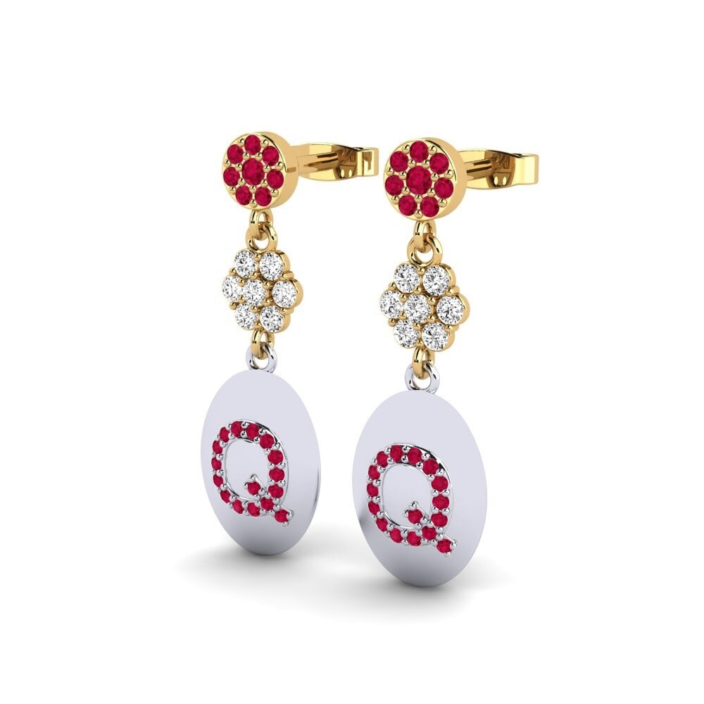 18k Oro Blanco & Amarillo Moissanita Pendiente de mujer Arteila Q