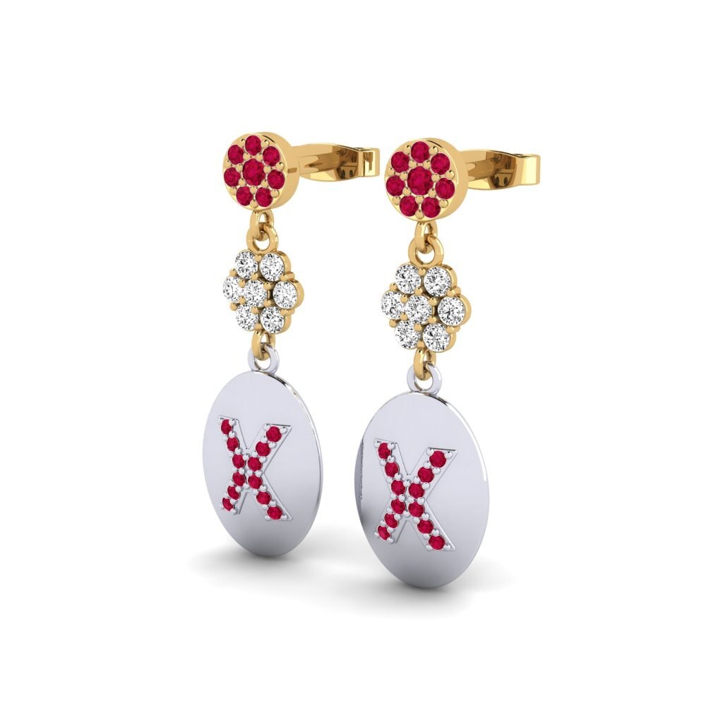 18k Oro Blanco & Amarillo Moissanita Pendiente de mujer Arteila X